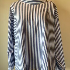 LOFT Blue and White Striped Blouse